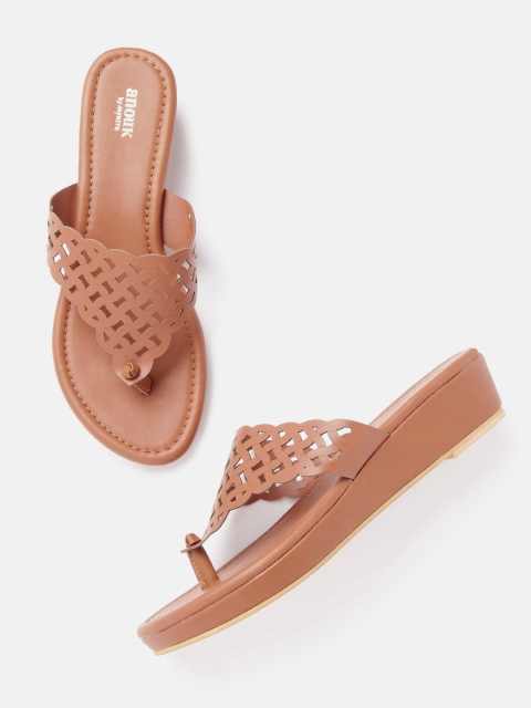 

Anouk Women Tan Brown Cut-Out Wedges