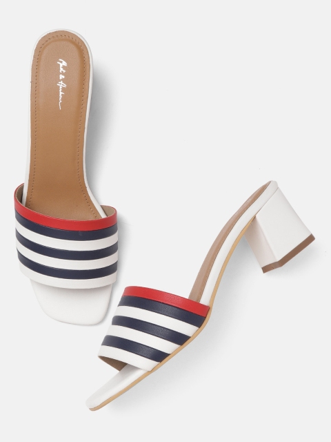 

Mast & Harbour Women White & Navy Blue Striped Heels
