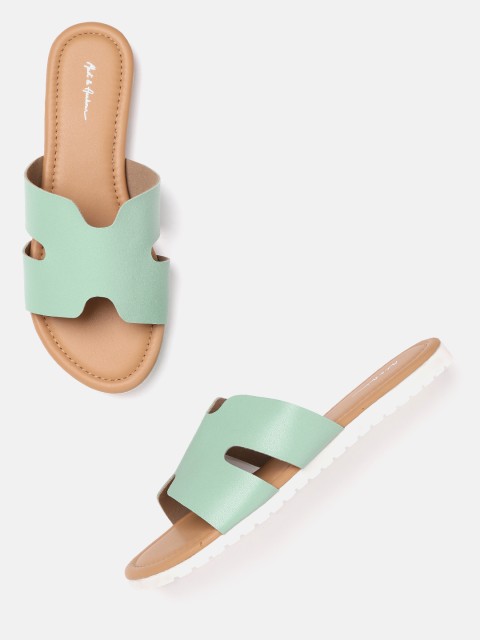 

Mast & Harbour Women Sea Green Solid Open Toe Flats