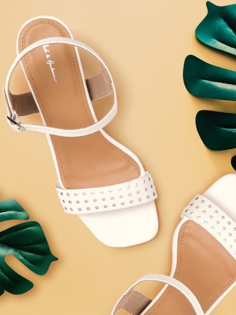 

Mast & Harbour Women White Laser Cut Heels