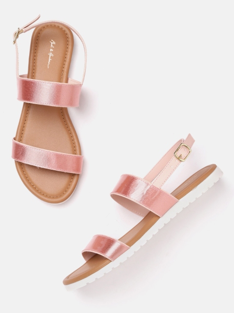 

Mast & Harbour Women Pink Solid Open Toe Flats