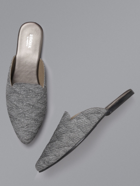 

Anouk Women Gunmetal-Toned Shimmer Mules, Metallic
