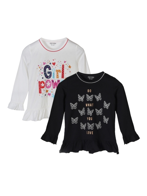 

minnow Girls Pack of 2 Black & White Printed Peplum Tops