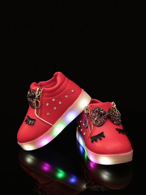 

Hoppipola Girls Red & Black Studded Detail LED Sneakers