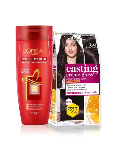 

LOreal Paris Casting Creme Gloss Hair Colour - Ebony Black 200 & Shampoo