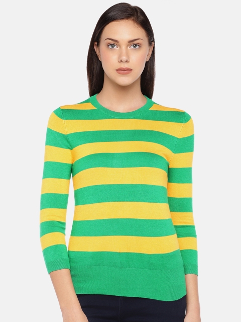 

London Rag Women Green Striped Pullover Sweater