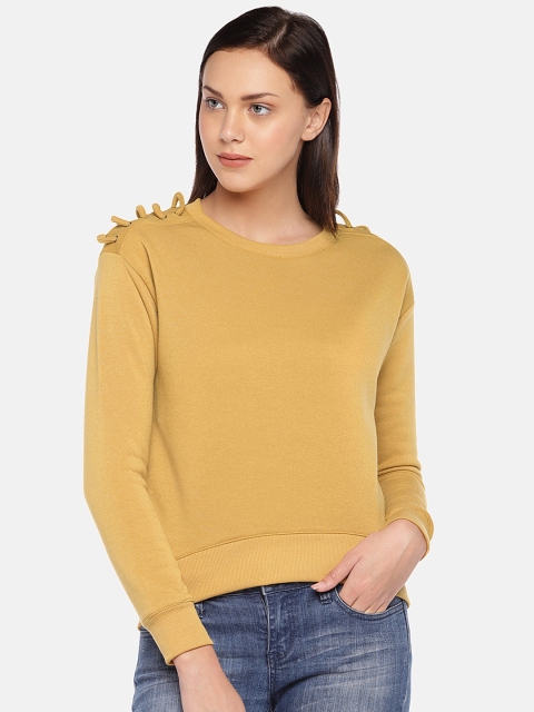 

London Rag Women Mustard Yellow Solid Sweatshirt