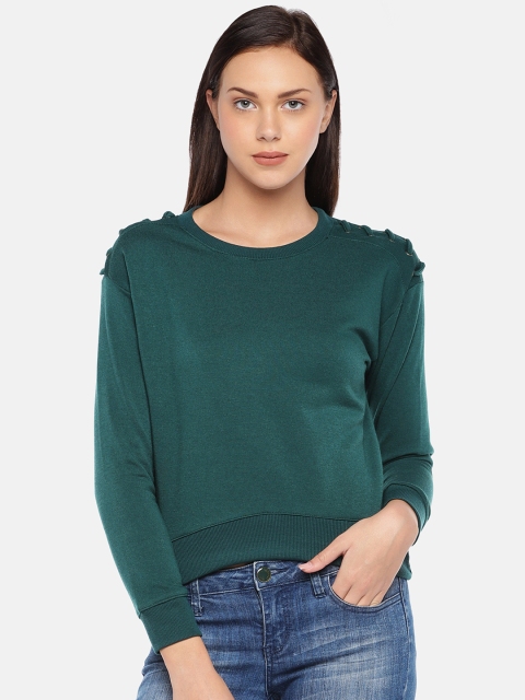 

London Rag Women Green Solid Sweatshirt