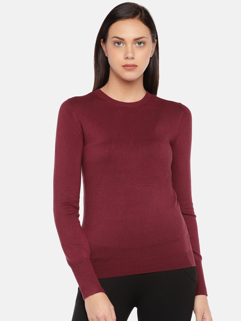 

London Rag Women Burgundy Solid Sweatshirt
