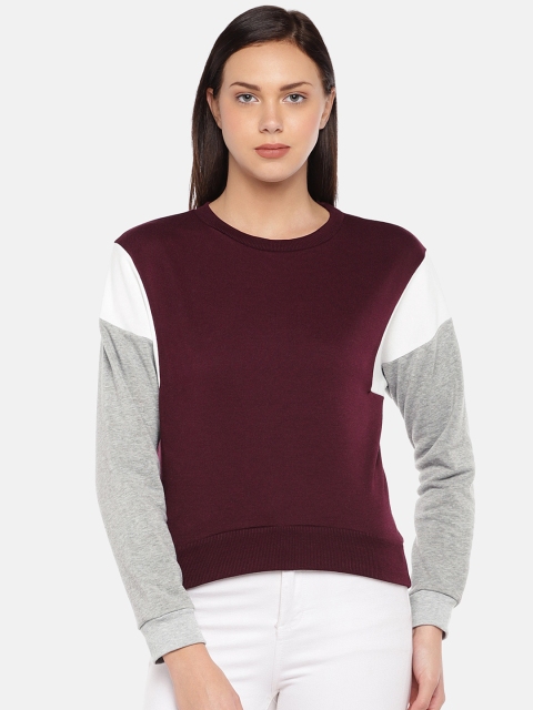 

London Rag Women Burgundy Solid Sweatshirt