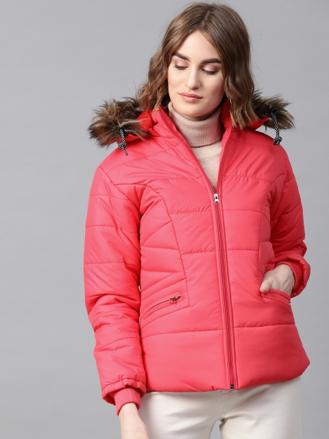 

VOXATI Women Pink Solid Parka Jacket