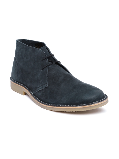 Steve Madden Men Navy Leather Boots available at myntra for Rs.6499