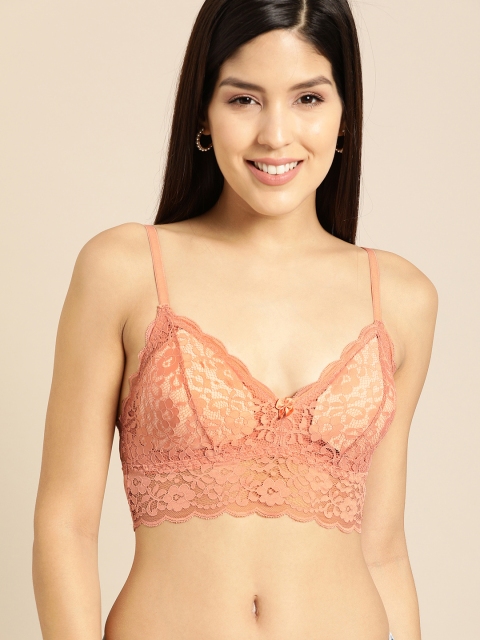 

DressBerry Peach-Coloured Lace Non-Wired Lightly Padded Everyday Bra DB-BRALET-08A1
