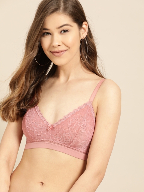 

DressBerry Peach-Coloured Lace Non-Wired Non Padded Everyday Bra DB-BRALET-01B1