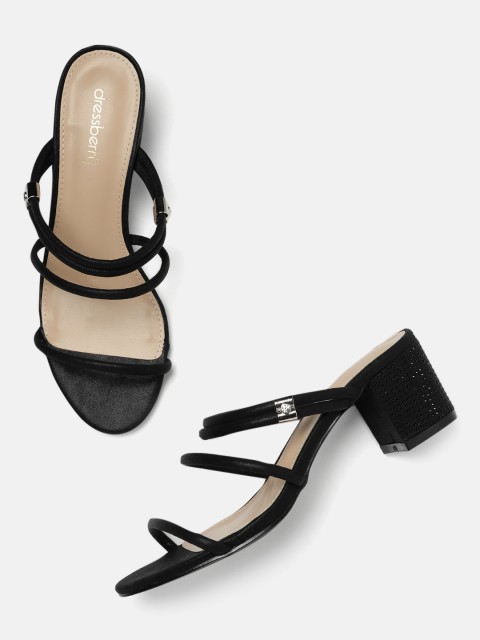 

DressBerry Women Black Embellished Open Toe Heels