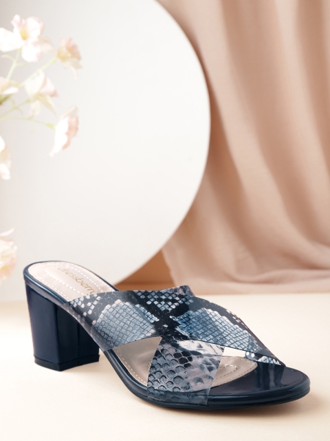 

DressBerry Women Navy Blue & Black Animal Print Sandals