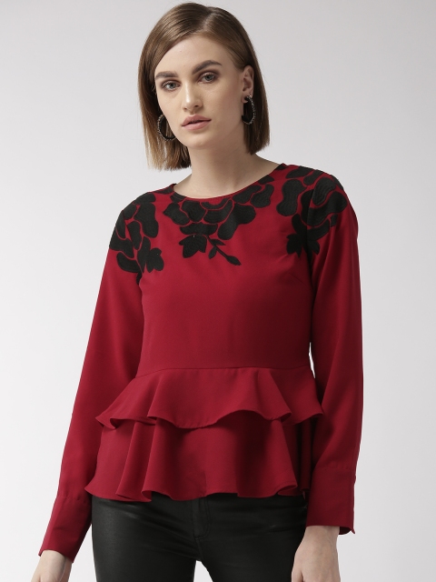 

QUIERO Women Maroon Solid Peplum Top