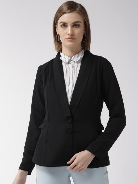 

QUIERO Women Black Comfort Fit Solid Single Breasted Casual Blazer