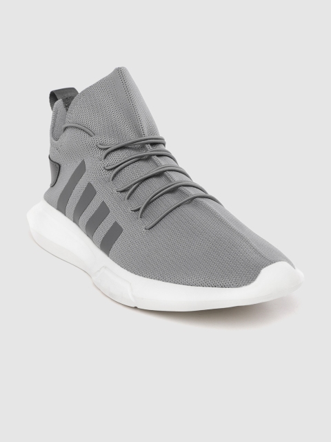 

Carlton London sports Men Grey Striped Mid-Top Running Shoes