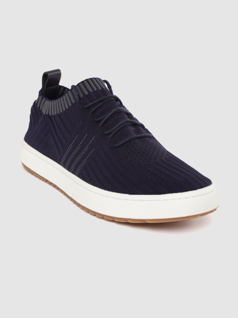 

Carlton London sports Men Navy Blue Self-Striped Running Shoes