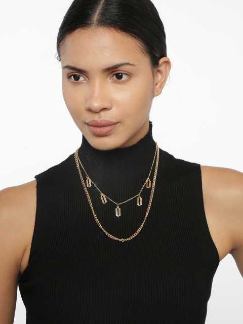 

Ayesha Women Gold-Plated Razor Bades Chain Link Layered Necklace