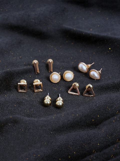 

Ayesha Set Of 6 Gold-Toned Geometric Studs