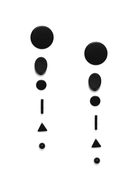 

Ayesha Women Set Of 6 Black Geometric Studs