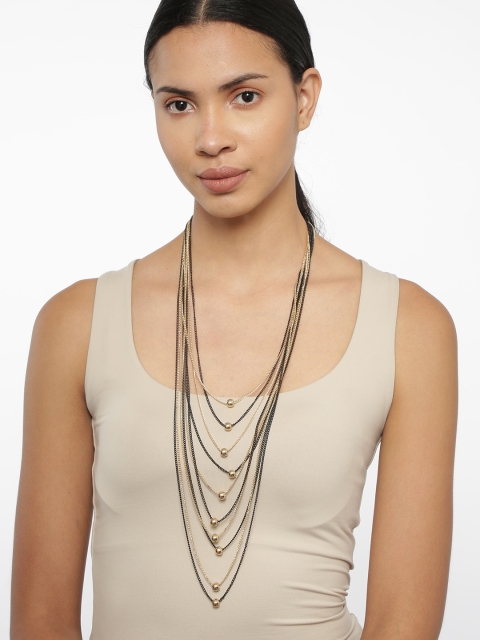 

Ayesha black Gold-Plated Long Multilayered Necklace