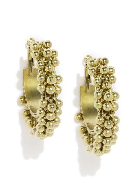 

Ayesha Gold-Toned Antique Ball Charms Tribal Circular Hoop Earrings