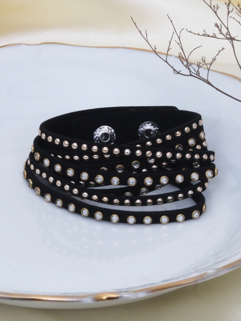 

Ayesha Women Gold-Toned & Black Wraparound Bracelet