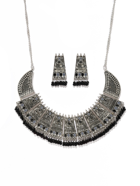 

Ayesha Women Silver-toned & Black Antique Jewellery Set