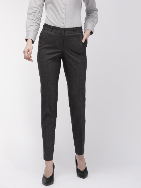 

Park Avenue Women Grey Slim Fit Self Design Regular Trousers