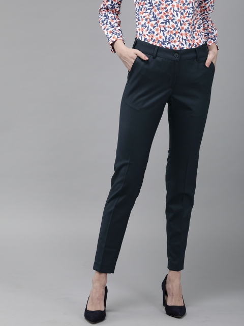 

Park Avenue Women Blue Tapered Fit Solid Formal Trousers
