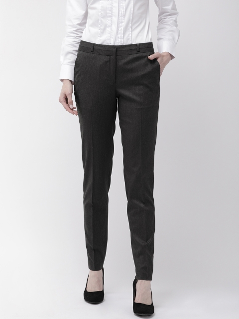 

Park Avenue Business Women Charcoal Grey Tapered Fit Solid Formal Trousers
