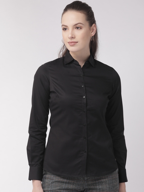 

Park Avenue Women Black Slim Fit Solid Smart Casual Shirt