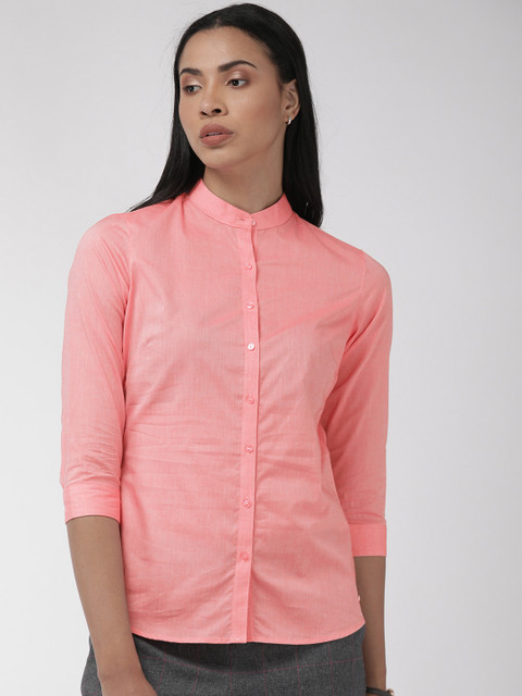 

Park Avenue Women Coral Red Slim Fit Solid Formal Shirt