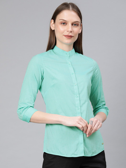 

Park Avenue Women Sea Green Slim Fit Solid Formal Shirt