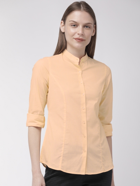 

Park Avenue Women Orange Solid Slim Fit Formal Shirt