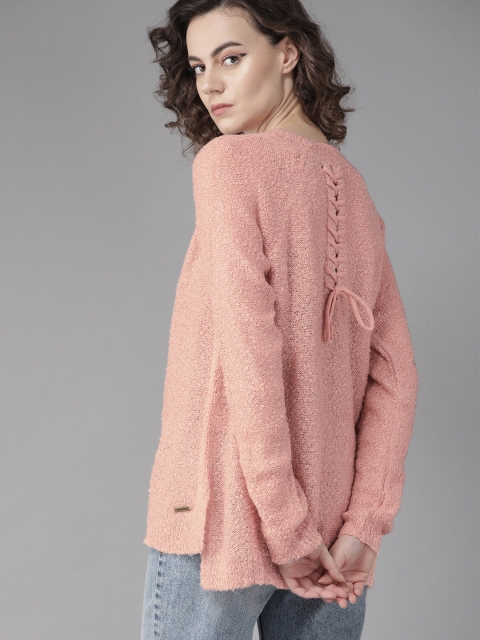 

Roadster Women Pink Solid Sweater
