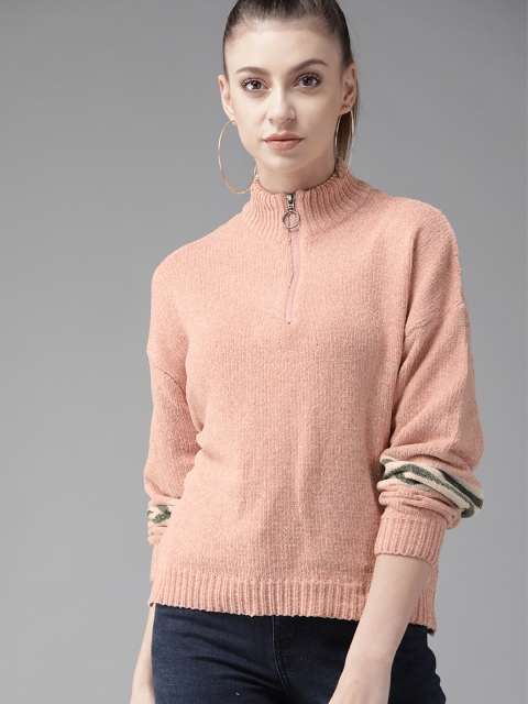 

Roadster Women Pink Solid Sweater