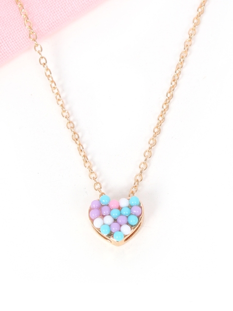 

lil' star Girls Multicolored Beaded Pendant With Chain, Multi