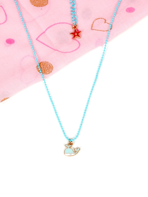 

lil'star Turquoise Blue Enamelled Whale Pendant With Chain