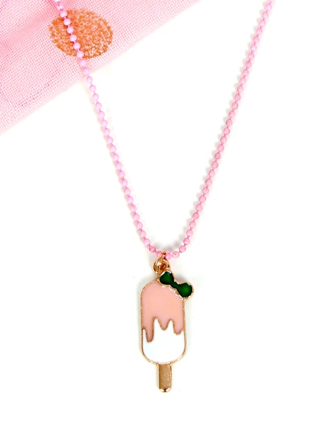 

lil'star Pink Enamelled Ice Cream Pendant With Chain