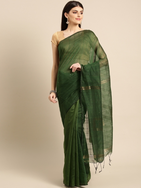 

FIROZA Green Handloom Embellished Saree