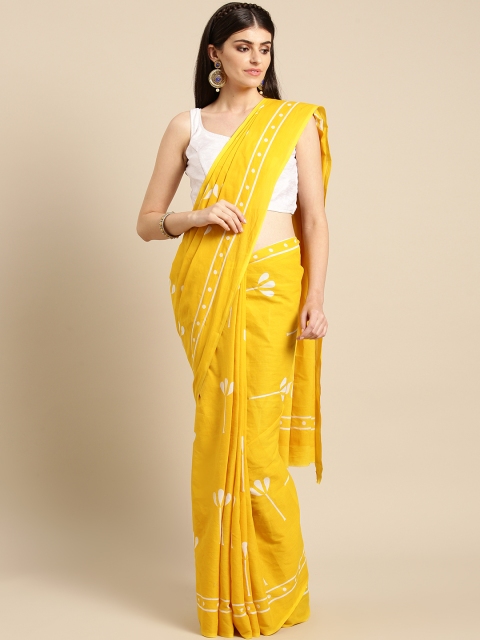 

FIROZA Women Yellow & White Printed Saree