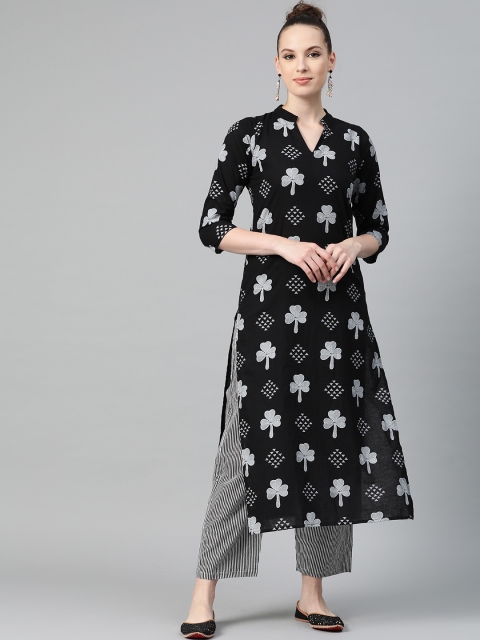 

Nayo Women Black & White Printed Kurta with Palazzos
