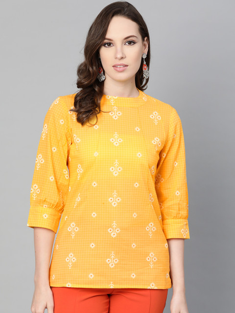 

Nayo Women Yellow & White Printed Top