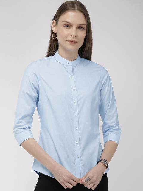 

Park Avenue Women Blue & White Slim Fit Striped Formal Shirt