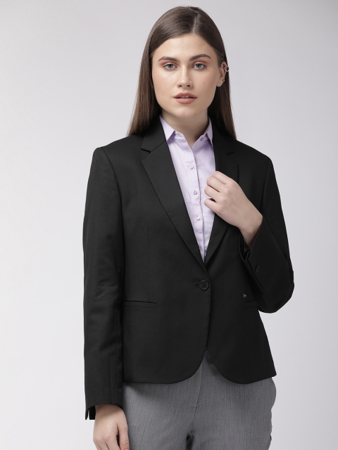 

Park Avenue Women Black Solid Single-Breasted Formal Blazer