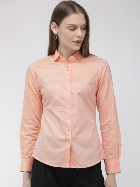 

Park Avenue Women Peach-Coloured Slim Fit Solid Formal Shirt